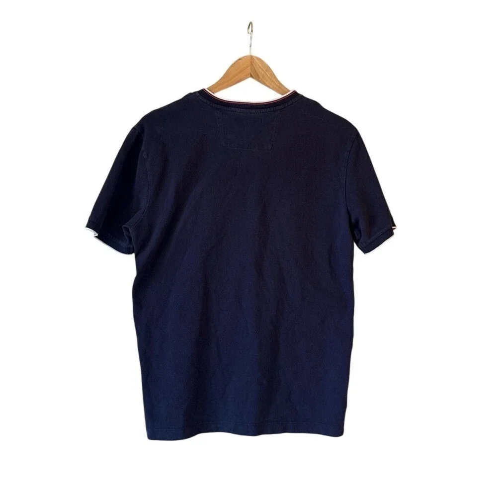 Banana Republic Henley Shirt Mens Small Navy Blue Short Sleeve Tipped Pique Polo